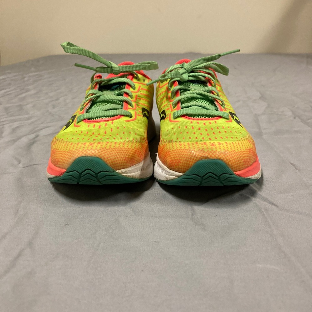Saucony Ride 13 Kids Running Shoes Neon Yellow Green Orange Sneakers - Picture 5 of 9